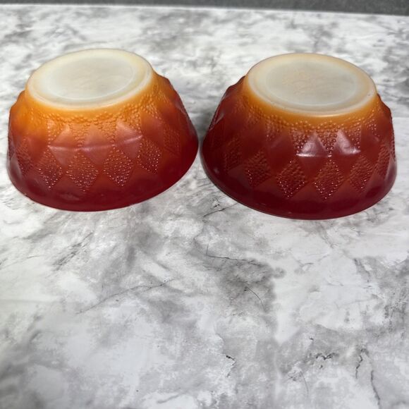 VTG Anchor Hocking Fire King Diamond 5" Cereal Bowls Set Of 3 Red Green - Picture 6 of 7
